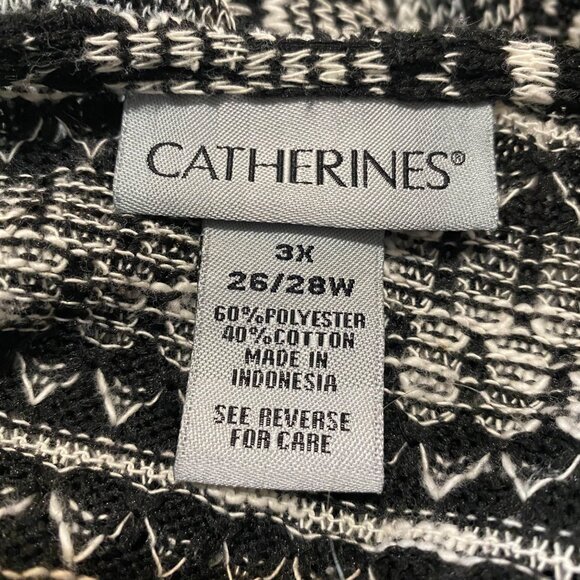 Catherines Black & White Open Front Cardigan Sweater 3X 26/28 W 3/4 Sleeve - Picture 3 of 7